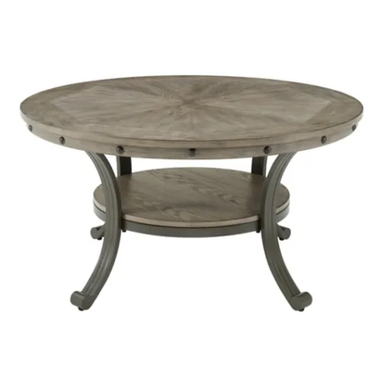 Kirkland's Home Ash Round Nailhead Coffee Table- Coffee Tables