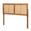 Kirkland's Home Ash Walnut Wood Rattan Frame King Headboard- Beds & Headboards