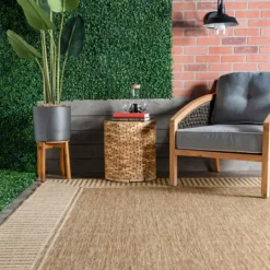 Kirkland's Home Asia Stripe Border Outdoor Rug, 8X10- Outdoor Rugs