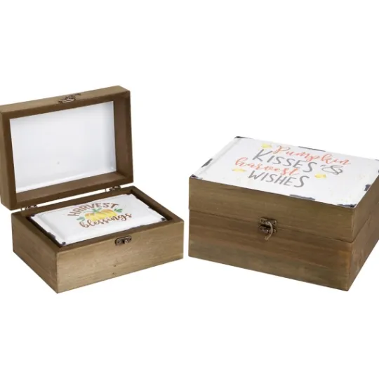 Kirkland's Home Autumn Boxes With Metal Covers, Set Of 3- Decorative Accents
