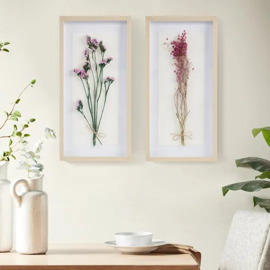 Kirkland's Home Avant Garden Dried Flowers Shadowboxes, Set Of 2- Framed Art