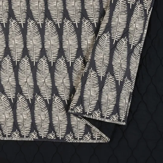 Kirkland's Home Ayesha Curry Black And White Leaf Queen Quilt Set- Quilts