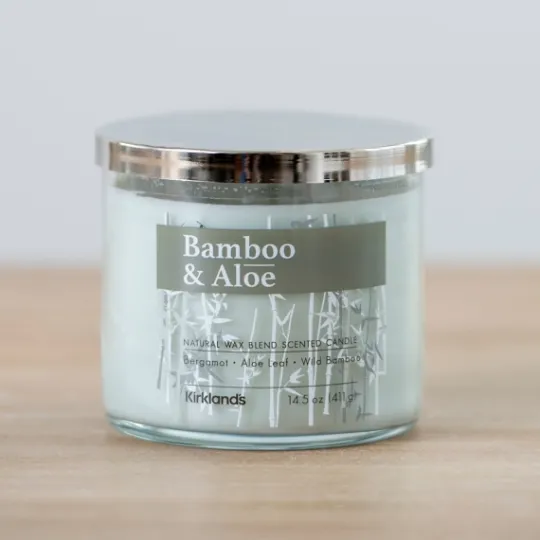 Kirkland's Home Bamboo And Aloe Triple Wick Jar Candle- Candles