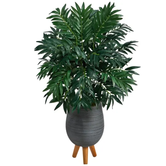 Kirkland's Home Bamboo Palm With Gray Planter Stand, 3 Ft.- Trees & Topiaries