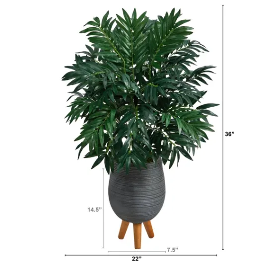 Kirkland's Home Bamboo Palm With Gray Planter Stand, 3 Ft.- Trees & Topiaries