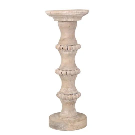 Kirkland's Home Banded Bead Wood Candle Holder, 15 In.- Candle Holders