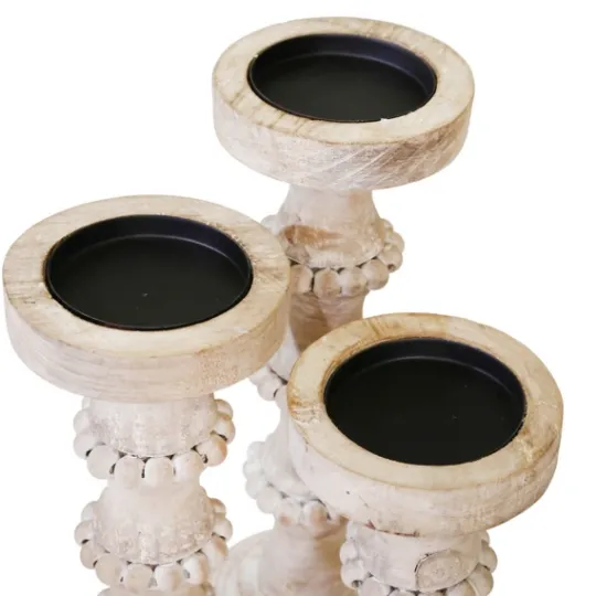 Kirkland's Home Banded Bead Wood Candle Holder, 13 In.- Candle Holders