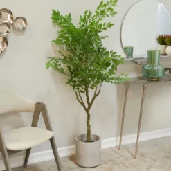 Kirkland's Home Banyan Tree In Ribbed Rock Planter- Trees & Topiaries