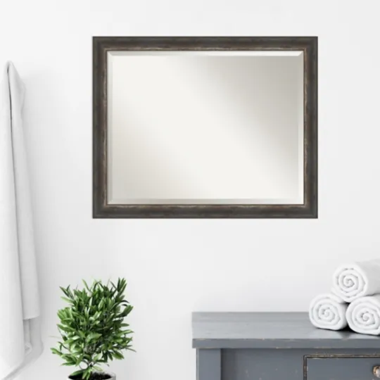Kirkland's Home Bark Rustic Char Frame Beveled Mirror- Decorative Mirrors