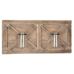 Kirkland's Home Barn Door Wall Plaque With Glass Vases- Wall Plaques