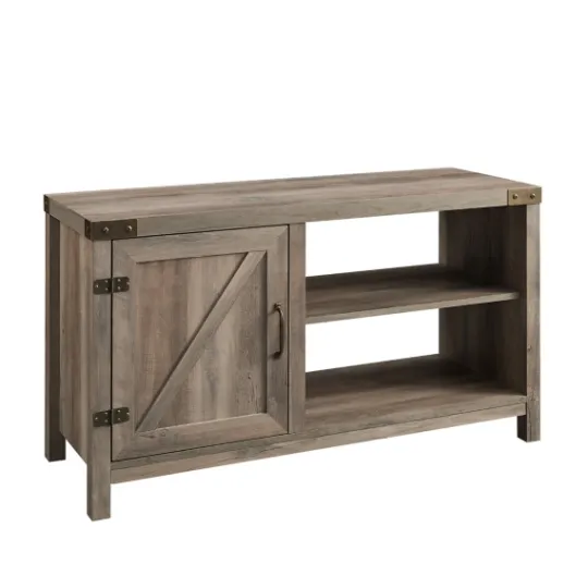 Kirkland's Home Barn Door Wash Tv Stand With Open Shelves- Tv Stands & Media Consoles