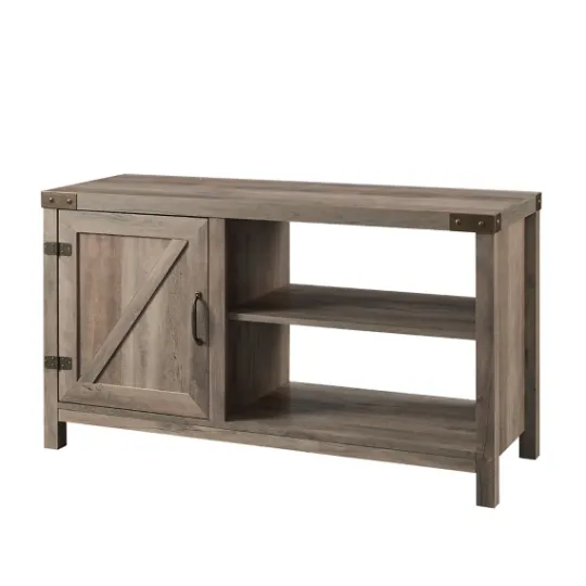 Kirkland's Home Barn Door Wash Tv Stand With Open Shelves- Tv Stands & Media Consoles