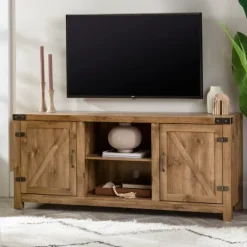 Kirkland's Home Barnwood Barn Doors Tv Stand- Tv Stands & Media Consoles