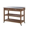 Kirkland's Home Barnwood Sonoma Stainless Steel Top Kitchen Cart- Kitchen Islands & Bar Carts