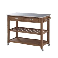 Kirkland's Home Barnwood Sonoma Stainless Steel Top Kitchen Cart- Kitchen Islands & Bar Carts