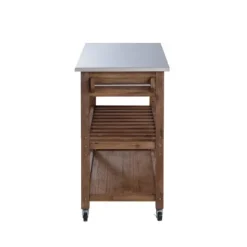 Kirkland's Home Barnwood Sonoma Stainless Steel Top Kitchen Cart- Kitchen Islands & Bar Carts