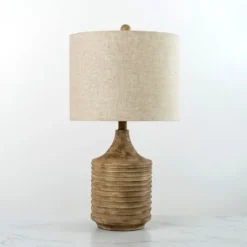 Kirkland's Home Barrett Ribbed Wood Table Lamp- Table Lamps