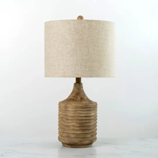Kirkland's Home Barrett Ribbed Wood Table Lamp- Table Lamps