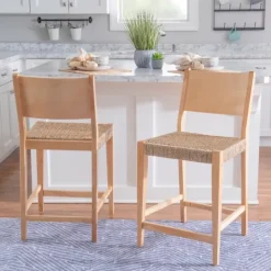 Kirkland's Home Basketweave Seat Counter Stools, Set Of 2- Bar Stools & Counter Height Stools