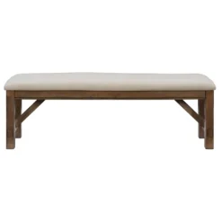 Kirkland's Home Basketweave Upholstered Wood Bench- Benches & Ottomans