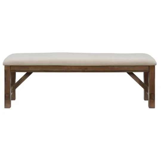 Kirkland's Home Basketweave Upholstered Wood Bench- Benches & Ottomans