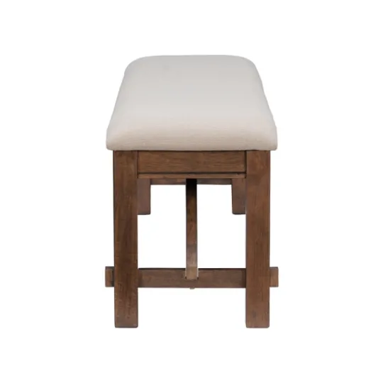 Kirkland's Home Basketweave Upholstered Wood Bench- Benches & Ottomans