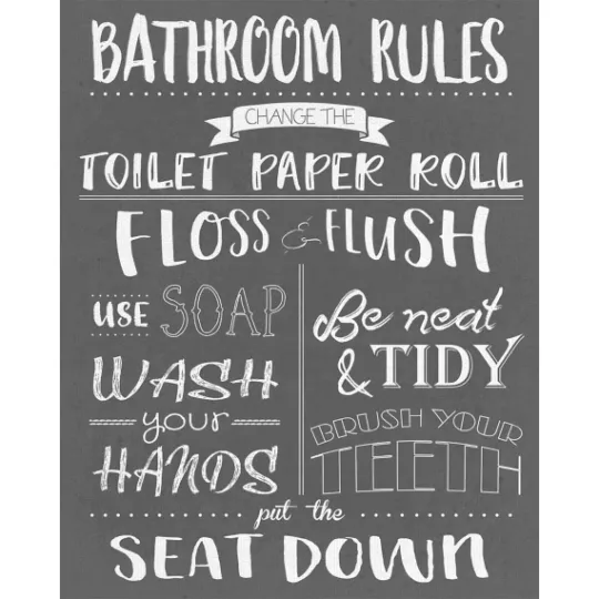 Kirkland's Home Bathroom Rules Wrapped Canvas Art Print- Wall Quotes & Signs