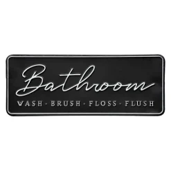 Kirkland's Home Bathroom Wash Brush Floss Flush Wall Plaque- Wall Quotes & Signs