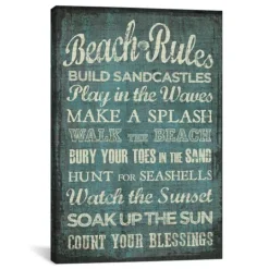 Kirkland's Home Beach Rules Canvas Art Print- Wall Quotes & Signs