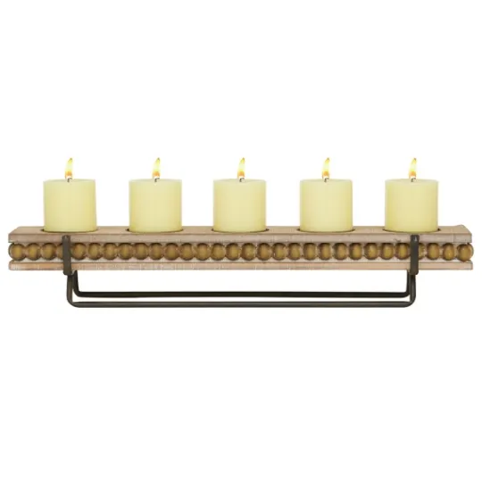 Kirkland's Home Beaded Wood And Metal Base Candle Holder- Candle Holders
