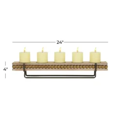 Kirkland's Home Beaded Wood And Metal Base Candle Holder- Candle Holders