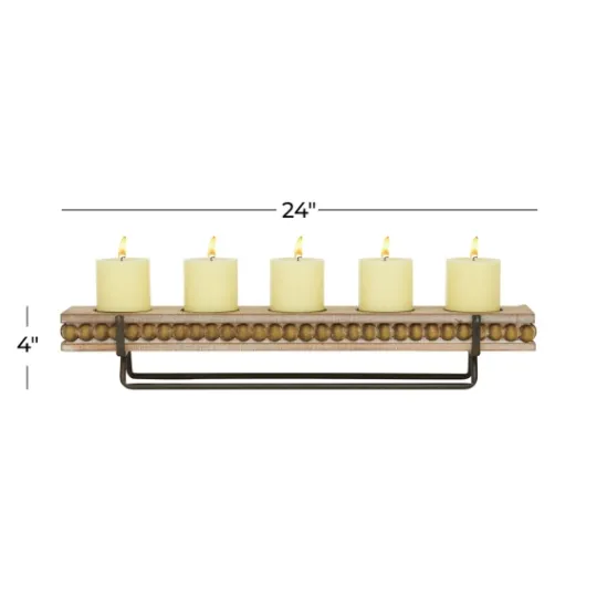 Kirkland's Home Beaded Wood And Metal Base Candle Holder- Candle Holders
