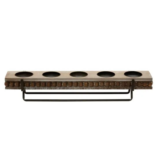 Kirkland's Home Beaded Wood And Metal Base Candle Holder- Candle Holders