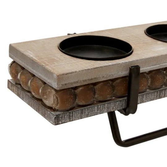 Kirkland's Home Beaded Wood And Metal Base Candle Holder- Candle Holders