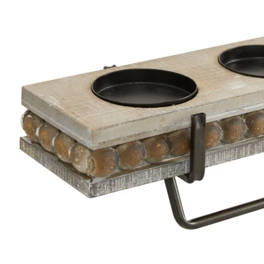 Kirkland's Home Beaded Wood And Metal Base Candle Holder- Candle Holders