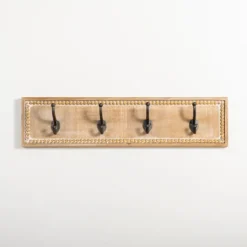Kirkland's Home Beaded Wood Plaque Metal Wall Hooks- Hooks