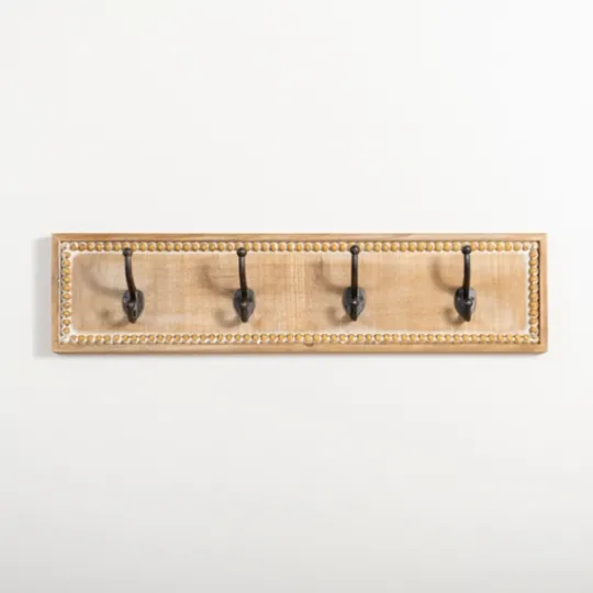 Kirkland's Home Beaded Wood Plaque Metal Wall Hooks- Hooks