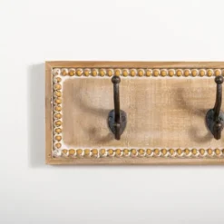 Kirkland's Home Beaded Wood Plaque Metal Wall Hooks- Hooks