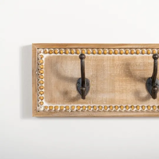 Kirkland's Home Beaded Wood Plaque Metal Wall Hooks- Hooks