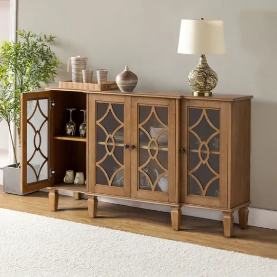 Kirkland's Home Becky Acorn Wood 4-Door Sideboard- Cabinets & Sideboards