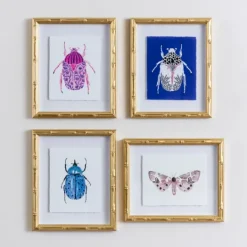 Kirkland's Home Beetles & Butterflies Framed Art Prints, Set Of 4- Framed Art