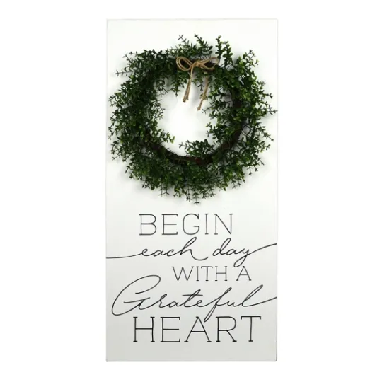 Kirkland's Home Begin Each Day Wreath Wall Plaque- Wall Quotes & Signs