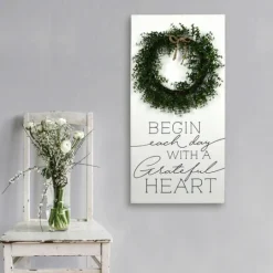 Kirkland's Home Begin Each Day Wreath Wall Plaque- Wall Quotes & Signs