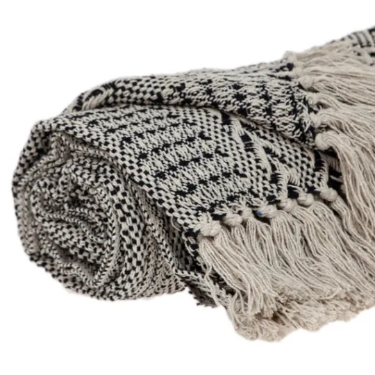 Kirkland's Home Beige And Black Patterned Throw- Blankets & Throws