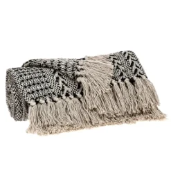 Kirkland's Home Beige And Black Patterned Throw- Blankets & Throws