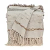 Kirkland's Home Beige And Cream Eclectic Woven Throw With Tassels- Blankets & Throws
