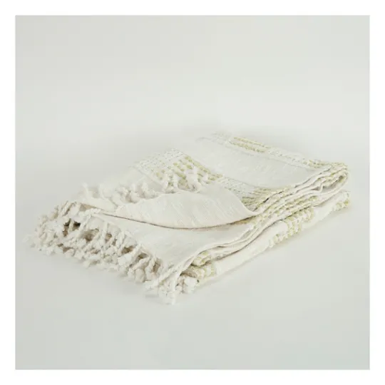 Kirkland's Home Beige And Ivory Woven Stripe Throw- Blankets & Throws