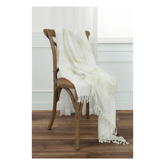 Kirkland's Home Beige And Ivory Woven Stripe Throw- Blankets & Throws
