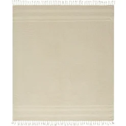 Kirkland's Home Beige And White Stripes Cotton Throw- Blankets & Throws