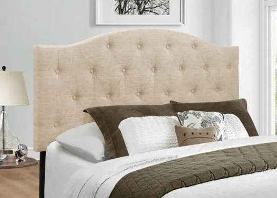 Kirkland's Home Beige Bryne Button Tufted Full/Queen Headboard- Beds & Headboards